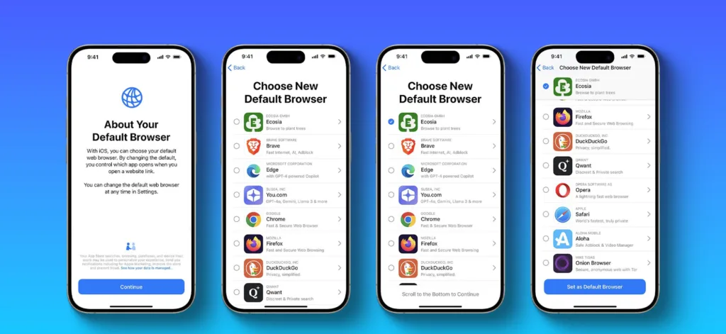 Browser choice screen